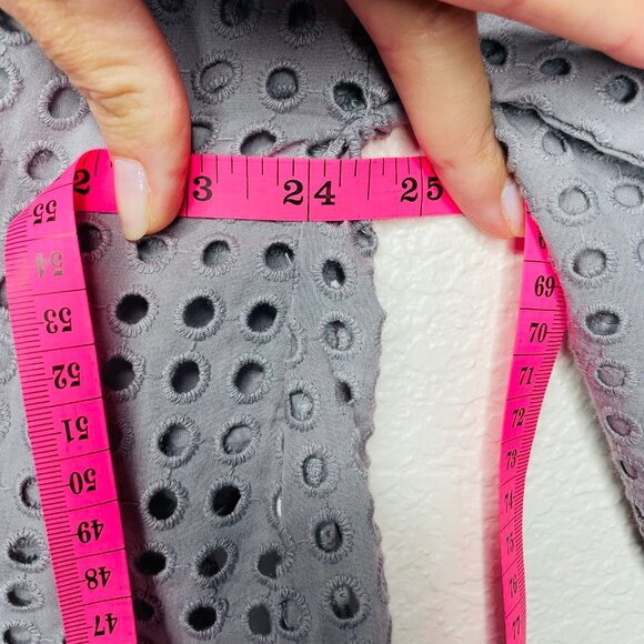 Adolfo Dominguez Designer Womens Eyelet Button Up Grey Camp Shirt EU 42 Large - Picture 7 of 7